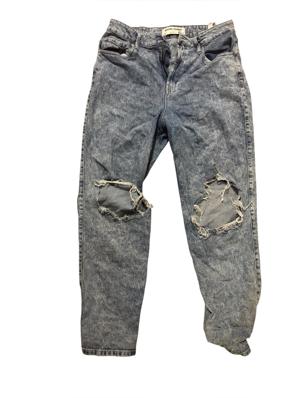 Acid Wash Ripped Jeans - Light Blue